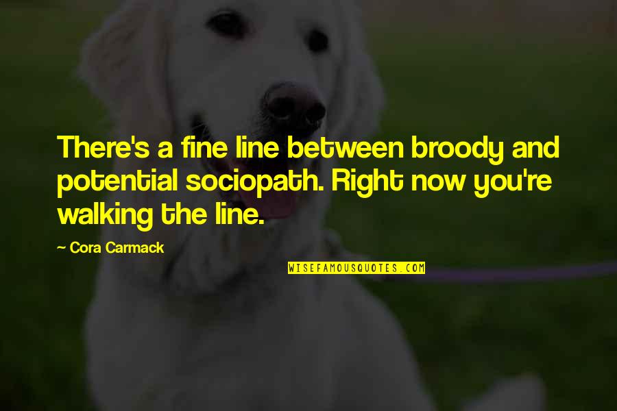Walking A Fine Line Quotes By Cora Carmack: There's a fine line between broody and potential
