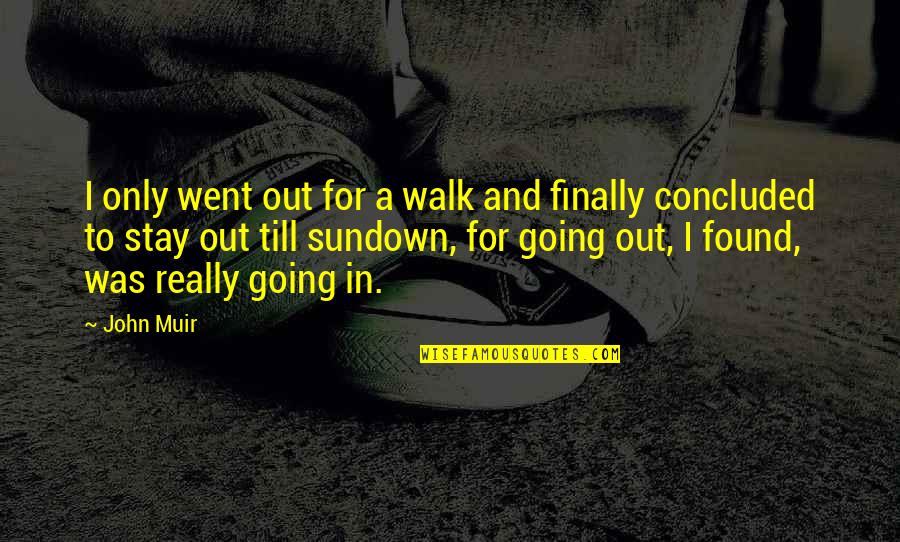 Walking And Nature Quotes By John Muir: I only went out for a walk and