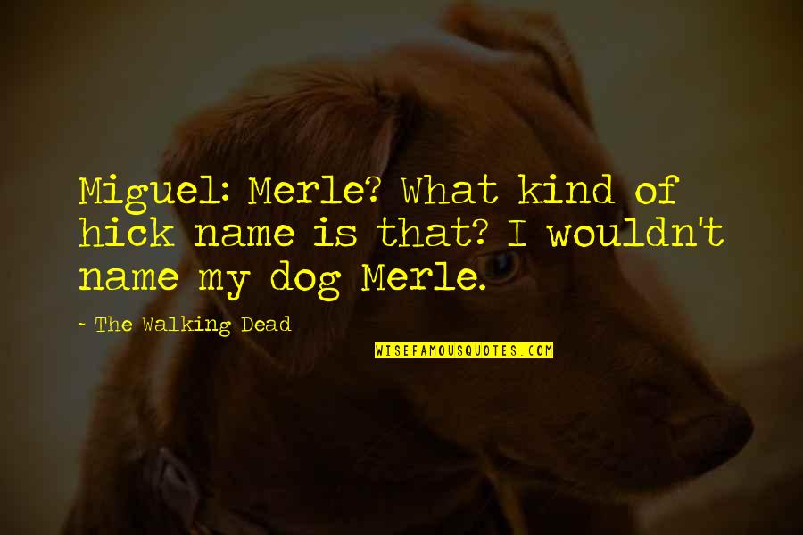 Walking Off Quotes By The Walking Dead: Miguel: Merle? What kind of hick name is Walking Off Quotes By The Walking Dead: Miguel: Merle? What kind of hick name is