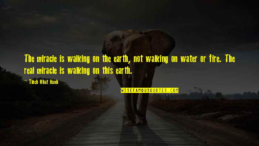 Walking On The Water Quotes By Thich Nhat Hanh: The miracle is walking on the earth, not