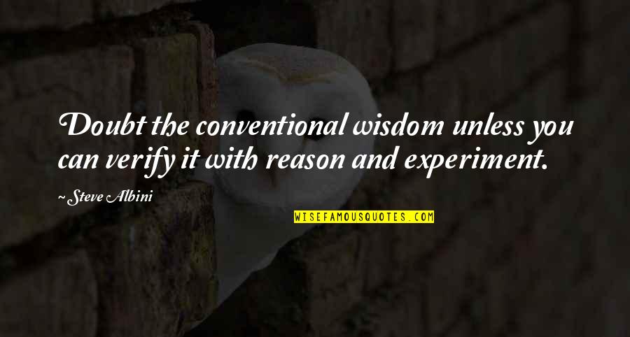 Walking The Path Alone Quotes By Steve Albini: Doubt the conventional wisdom unless you can verify