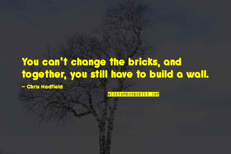 Wall Build Up Quotes By Chris Hadfield: You can't change the bricks, and together, you