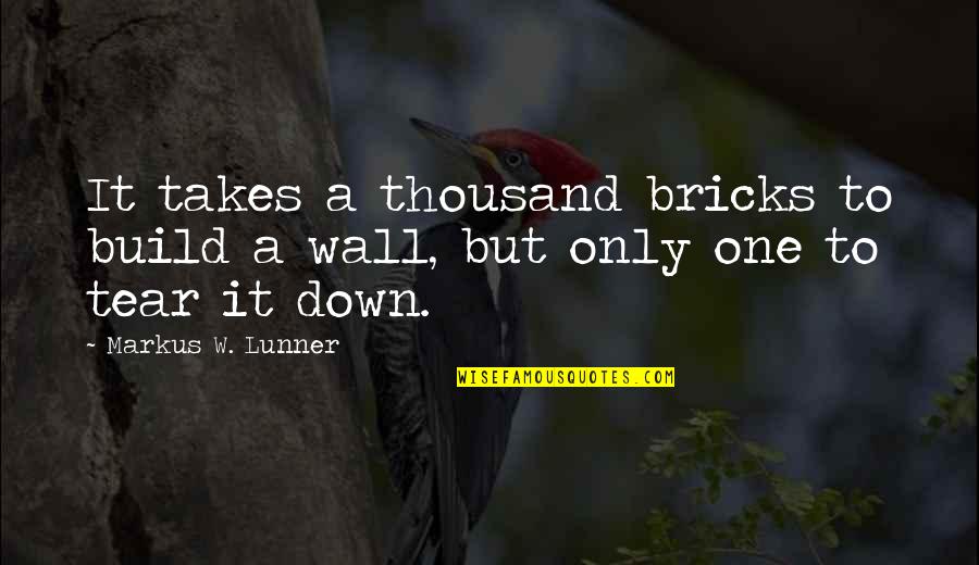 Wall Build Up Quotes By Markus W. Lunner: It takes a thousand bricks to build a