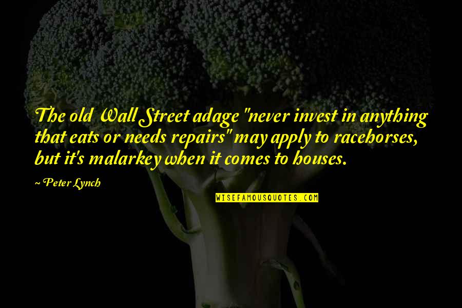 Wall Of Inspirational Quotes By Peter Lynch: The old Wall Street adage "never invest in