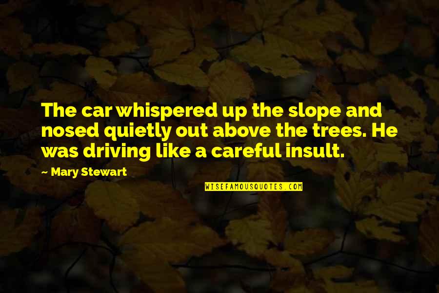 Wall Of Wisdom Quotes By Mary Stewart: The car whispered up the slope and nosed