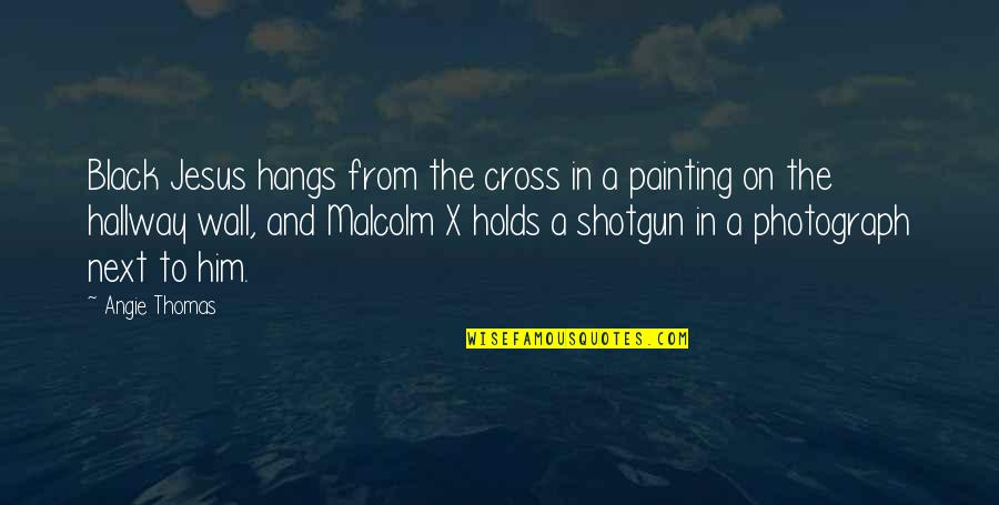 Wall Painting Quotes By Angie Thomas: Black Jesus hangs from the cross in a