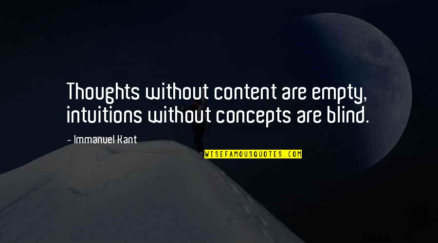 Wall Talk Quotes By Immanuel Kant: Thoughts without content are empty, intuitions without concepts
