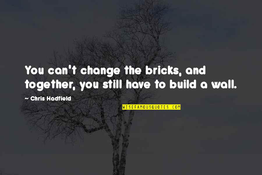 Wall To Wall Quotes By Chris Hadfield: You can't change the bricks, and together, you
