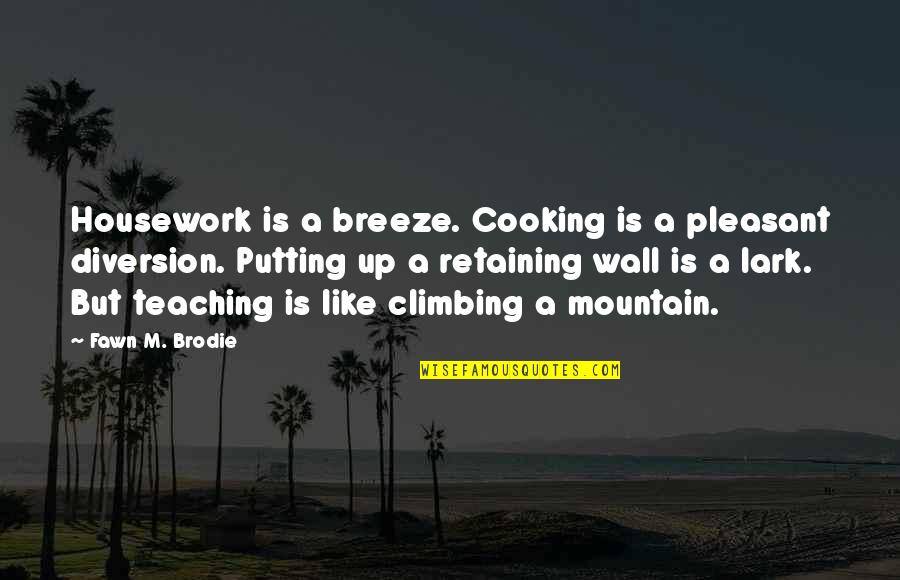 Wall Up Quotes By Fawn M. Brodie: Housework is a breeze. Cooking is a pleasant