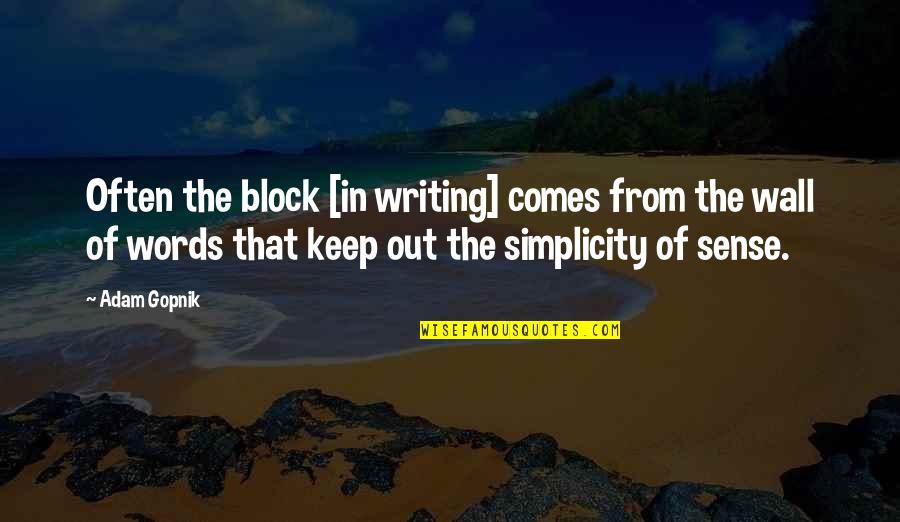 Wall Writing Quotes By Adam Gopnik: Often the block [in writing] comes from the