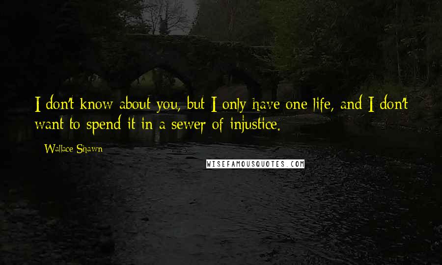 Wallace Shawn quotes: I don't know about you, but I only have one life, and I don't want to spend it in a sewer of injustice.