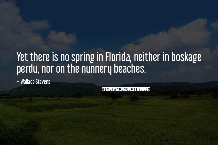 Wallace Stevens quotes: Yet there is no spring in Florida, neither in boskage perdu, nor on the nunnery beaches.