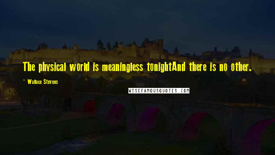 Wallace Stevens quotes: The physical world is meaningless tonightAnd there is no other.