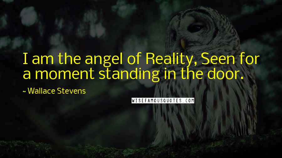 Wallace Stevens quotes: I am the angel of Reality, Seen for a moment standing in the door.
