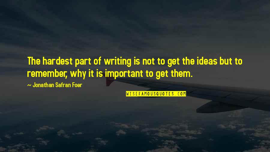 Wallengren Dds Quotes By Jonathan Safran Foer: The hardest part of writing is not to Wallengren Dds Quotes By Jonathan Safran Foer: The hardest part of writing is not to