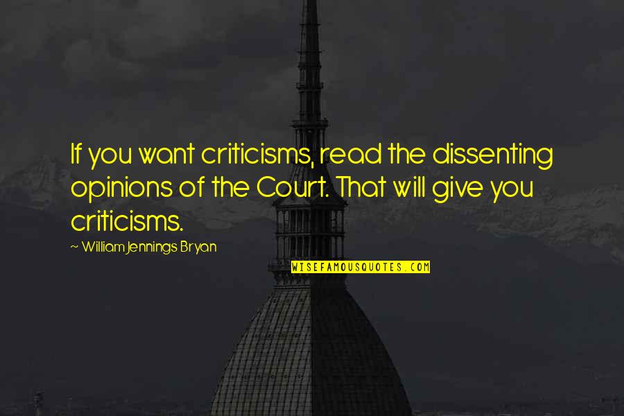 Wallpaper Smart Quotes By William Jennings Bryan: If you want criticisms, read the dissenting opinions