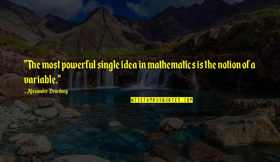 Wallraff Quotes By Alexander Dewdney: "The most powerful single idea in mathematics is Wallraff Quotes By Alexander Dewdney: "The most powerful single idea in mathematics is