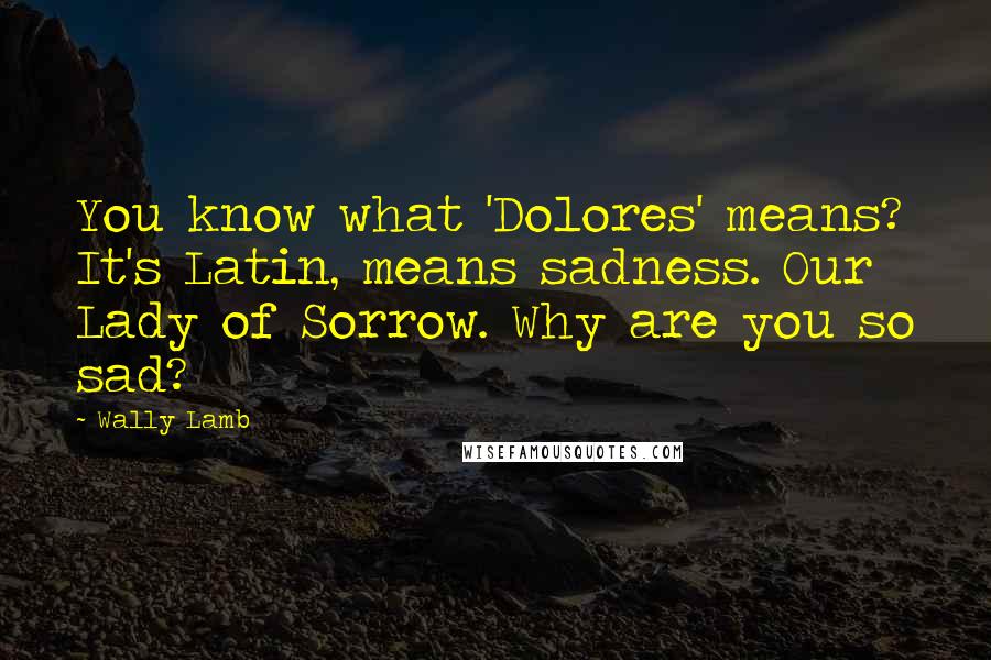 Wally Lamb quotes: You know what 'Dolores' means? It's Latin, means sadness. Our Lady of Sorrow. Why are you so sad?