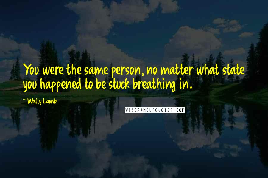 Wally Lamb quotes: You were the same person, no matter what state you happened to be stuck breathing in.