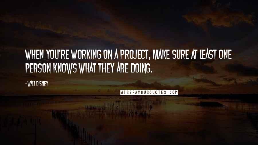 Walt Disney quotes: When you're working on a project, make sure at least one person knows what they are doing.