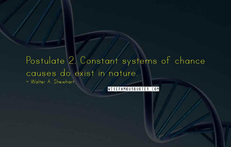 Walter A. Shewhart quotes: Postulate 2. Constant systems of chance causes do exist in nature.