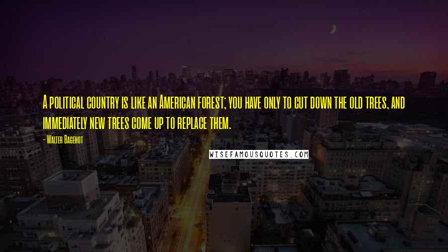 Walter Bagehot quotes: A political country is like an American forest; you have only to cut down the old trees, and immediately new trees come up to replace them.