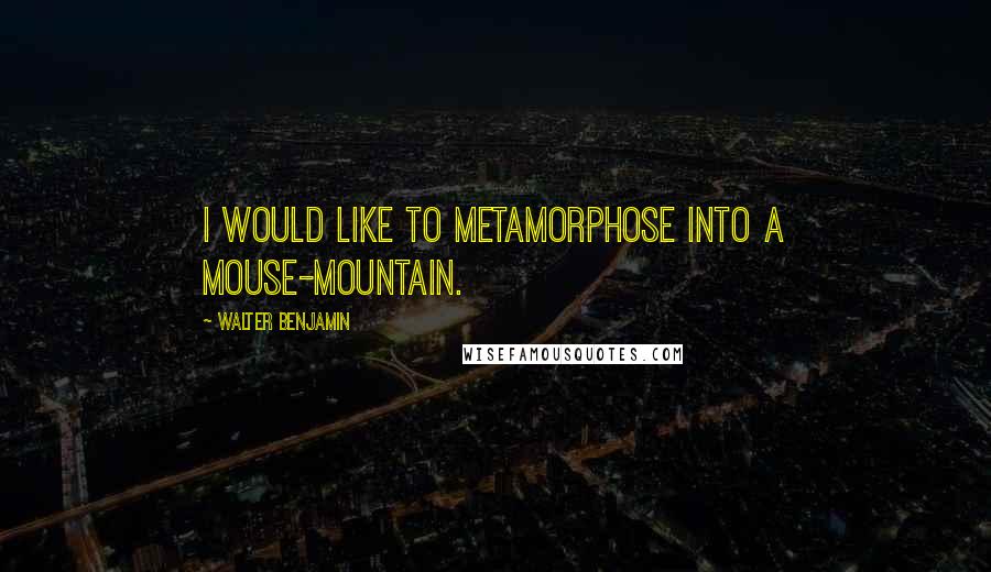 Walter Benjamin quotes: I would like to metamorphose into a mouse-mountain.