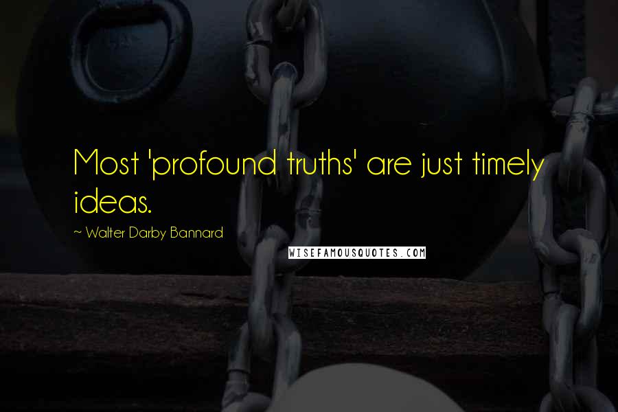 Walter Darby Bannard quotes: Most 'profound truths' are just timely ideas.