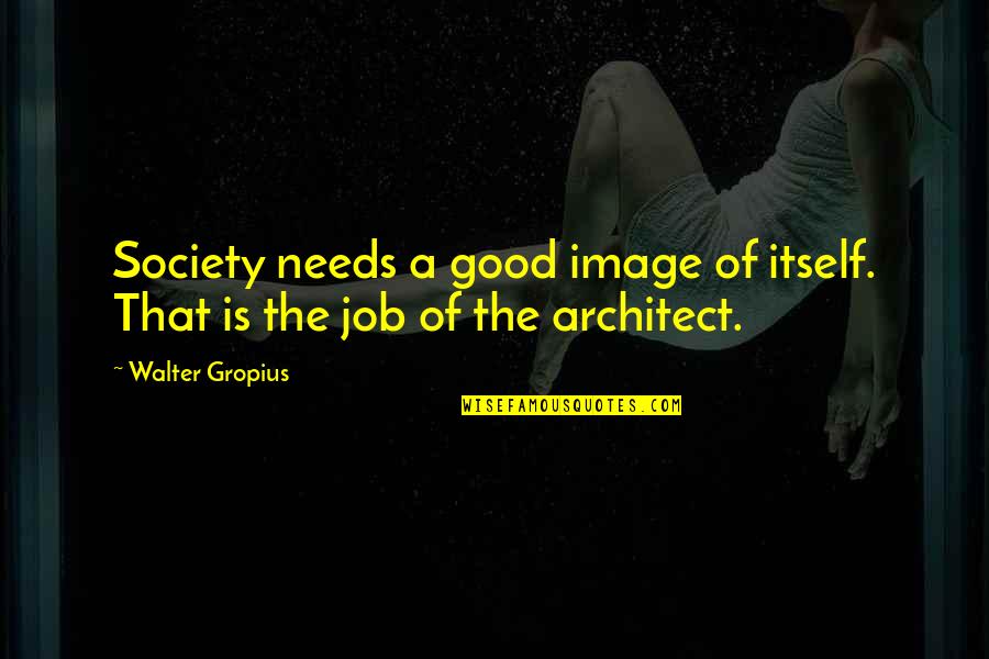Walter Gropius Quotes By Walter Gropius: Society needs a good image of itself. That