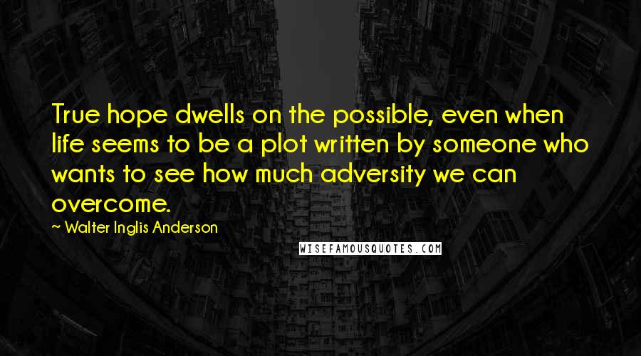 Walter Inglis Anderson quotes: True hope dwells on the possible, even when life seems to be a plot written by someone who wants to see how much adversity we can overcome.