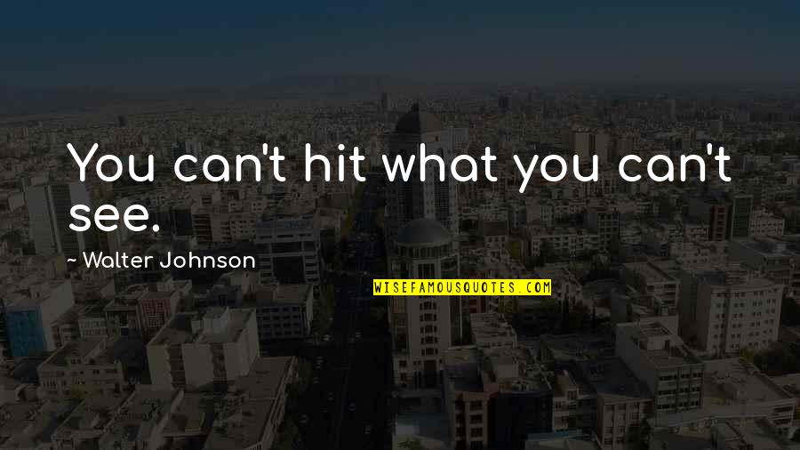 Walter Johnson Quotes By Walter Johnson: You can't hit what you can't see. Walter Johnson Quotes By Walter Johnson: You can't hit what you can't see.