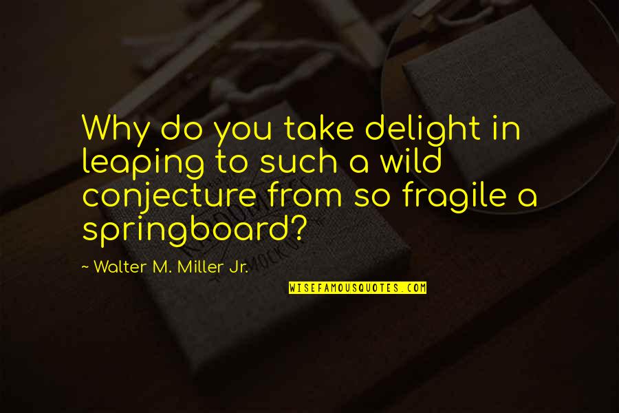 Walter M. Miller Jr. Quotes By Walter M. Miller Jr.: Why do you take delight in leaping to
