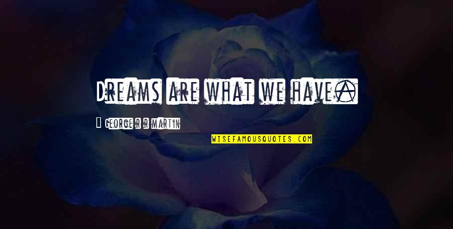Walter Mitty Life Quotes By George R R Martin: Dreams are what we have. Walter Mitty Life Quotes By George R R Martin: Dreams are what we have.