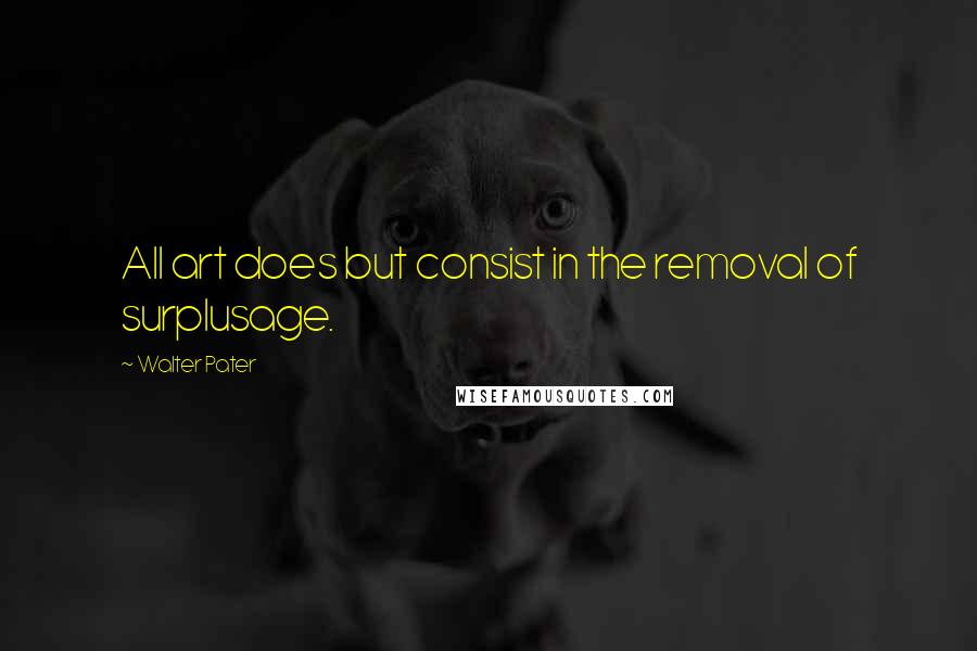 Walter Pater quotes: All art does but consist in the removal of surplusage.