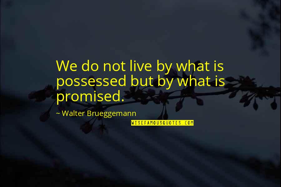 Walter Quotes By Walter Brueggemann: We do not live by what is possessed