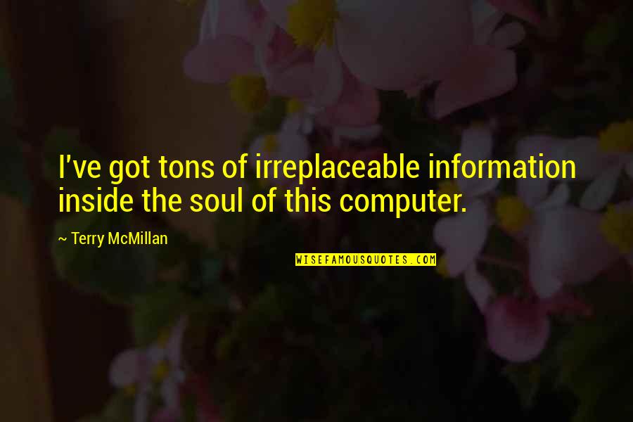Walter Riso Quotes By Terry McMillan: I've got tons of irreplaceable information inside the