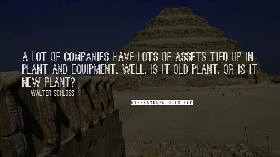 Walter Schloss quotes: A lot of companies have lots of assets tied up in plant and equipment. Well, is it old plant, or is it new plant?