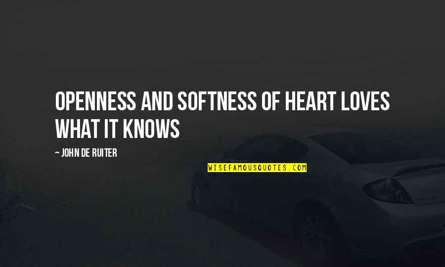 Walter Segal Quotes By John De Ruiter: Openness and softness of heart loves what it Walter Segal Quotes By John De Ruiter: Openness and softness of heart loves what it