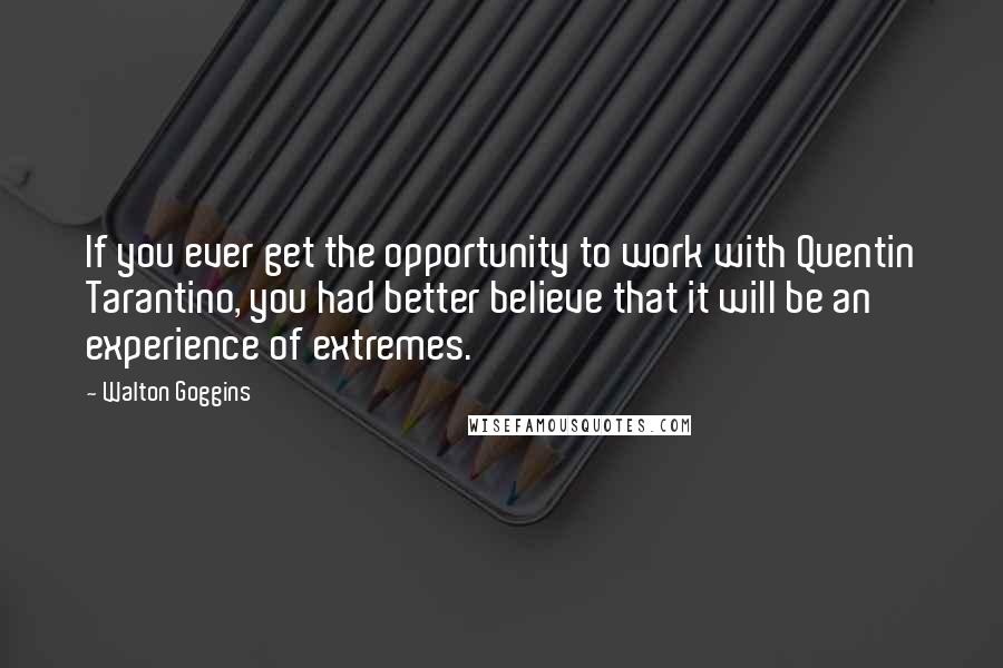 Walton Goggins quotes: If you ever get the opportunity to work with Quentin Tarantino, you had better believe that it will be an experience of extremes.