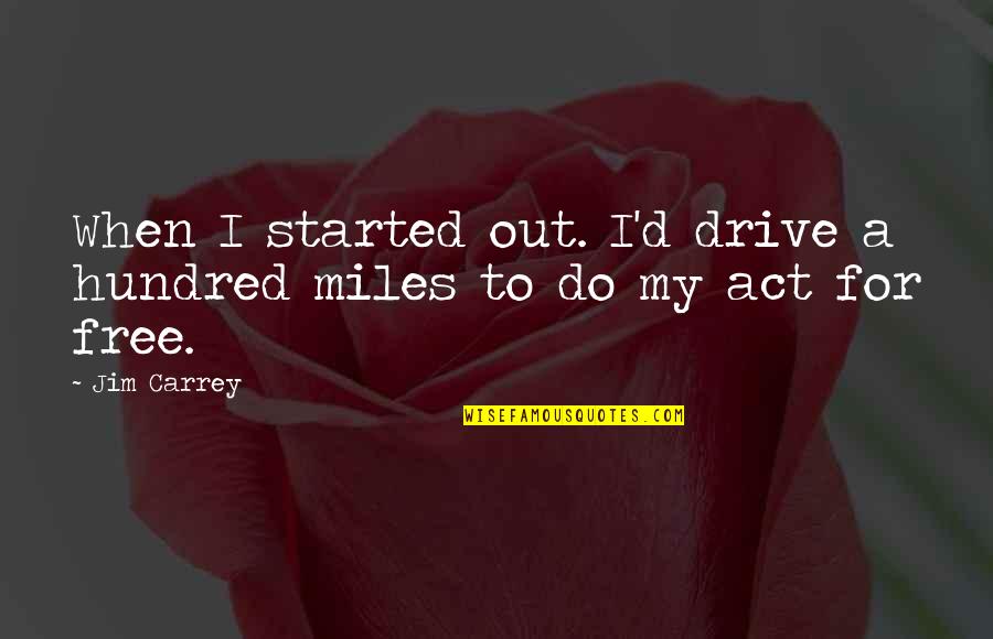 Wamelland Quotes By Jim Carrey: When I started out. I'd drive a hundred