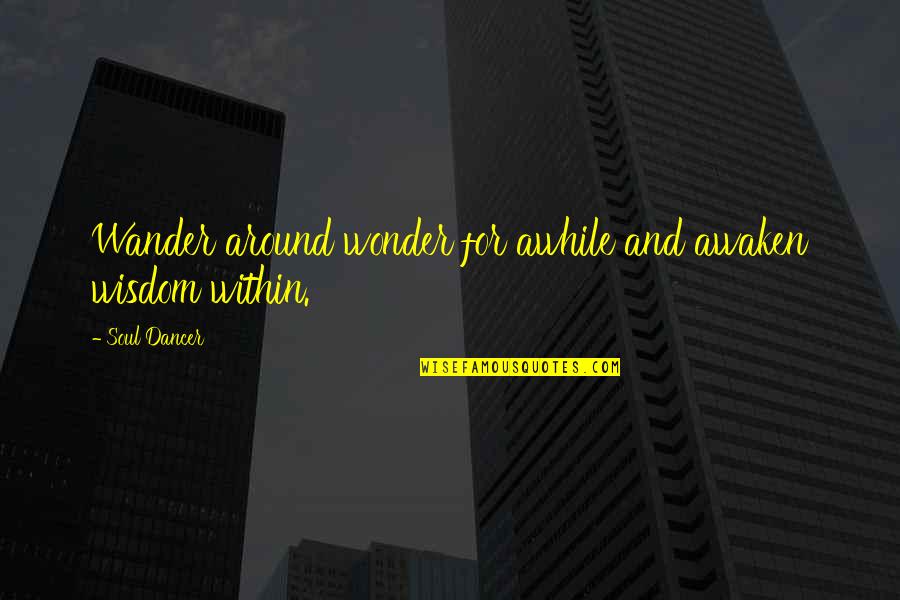 Wander And Wonder Quotes By Soul Dancer: Wander around wonder for awhile and awaken wisdom