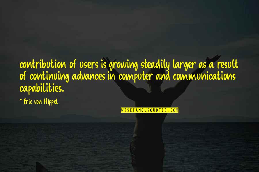 Wandering Eyes Quotes By Eric Von Hippel: contribution of users is growing steadily larger as