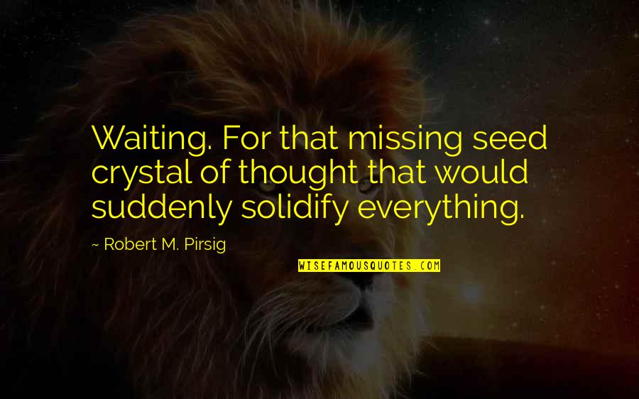 Wanderings Design Quotes By Robert M. Pirsig: Waiting. For that missing seed crystal of thought