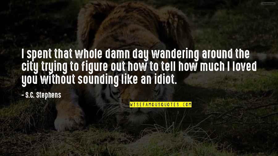 Wandering's Quotes By S.C. Stephens: I spent that whole damn day wandering around Wandering's Quotes By S.C. Stephens: I spent that whole damn day wandering around