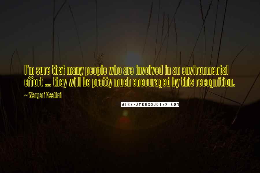 Wangari Maathai quotes: I'm sure that many people who are involved in an environmental effort ... they will be pretty much encouraged by this recognition.