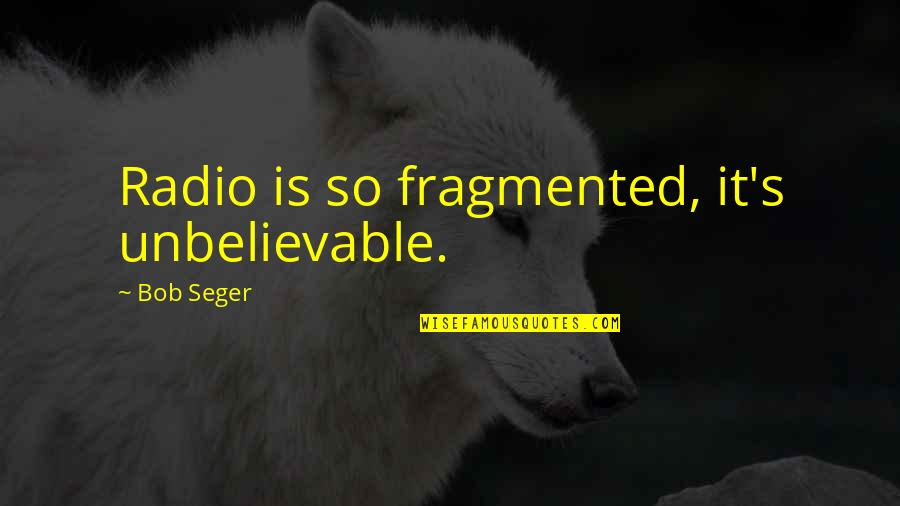 Wanlass Corporation Quotes By Bob Seger: Radio is so fragmented, it's unbelievable.