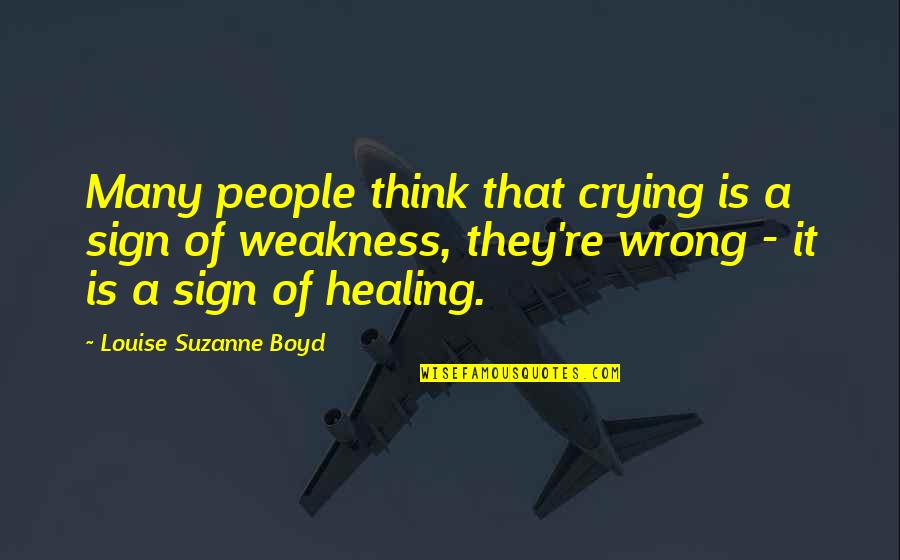 Wanley Indiranagar Quotes By Louise Suzanne Boyd: Many people think that crying is a sign
