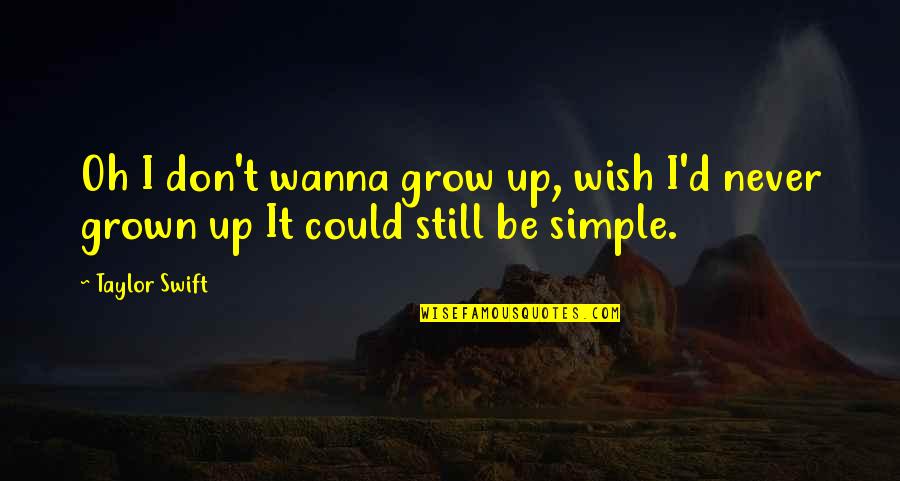Wanna Be Grown Quotes By Taylor Swift: Oh I don't wanna grow up, wish I'd