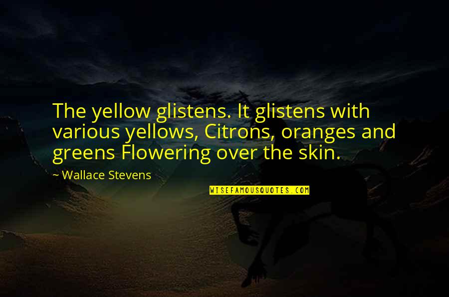 Wanna Fly Quotes By Wallace Stevens: The yellow glistens. It glistens with various yellows,