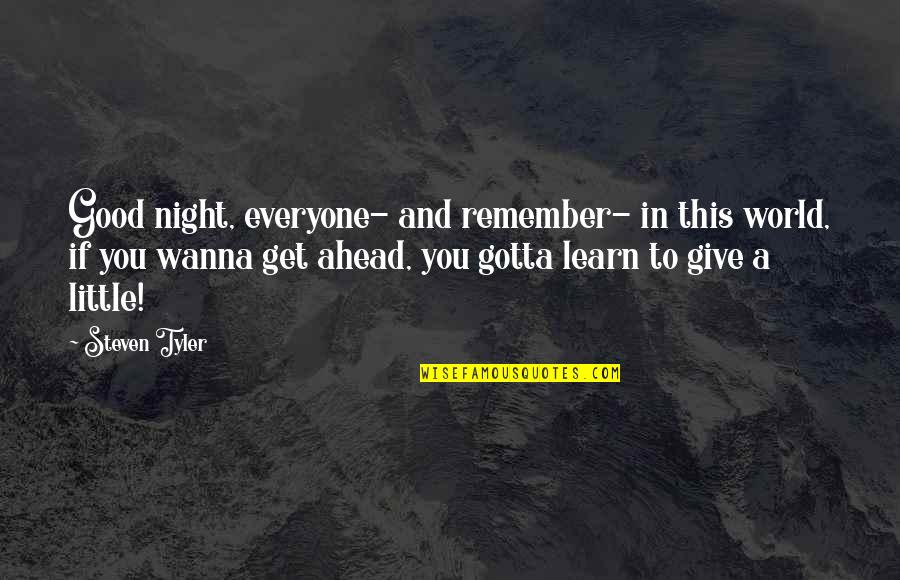 Wanna Give Up Quotes By Steven Tyler: Good night, everyone- and remember- in this world,